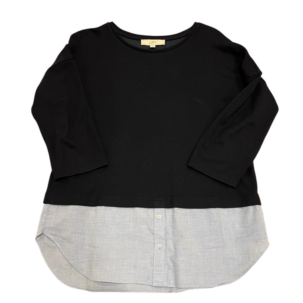 LOFT Navy Blue Twofer Top, NWOT, L - Picture 2 of 6